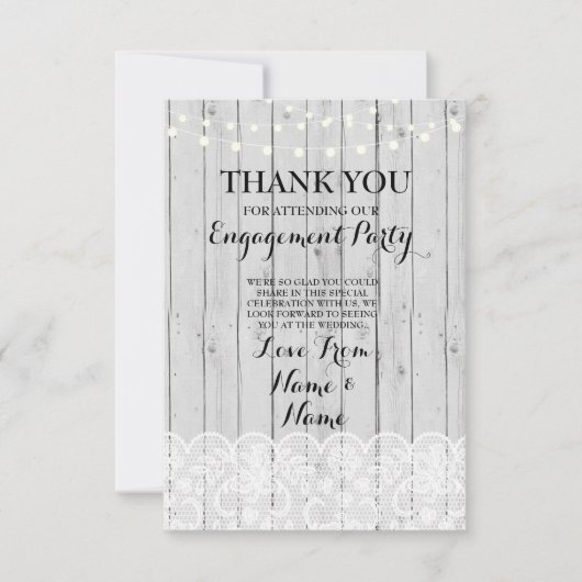 Dank u wel voor de houten lights Rustic Winter Lac Bedankkaart (Voorkant)