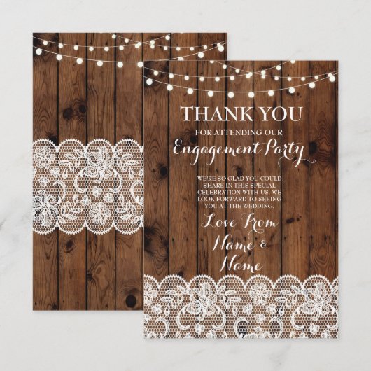 Dank u wel voor de houten lights Rustic Winter Lac Bedankkaart (Voorkant / Achterkant)