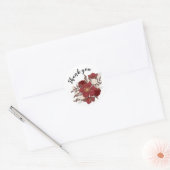 Dank u wel voor de rode bloemen ronde sticker (Envelop)