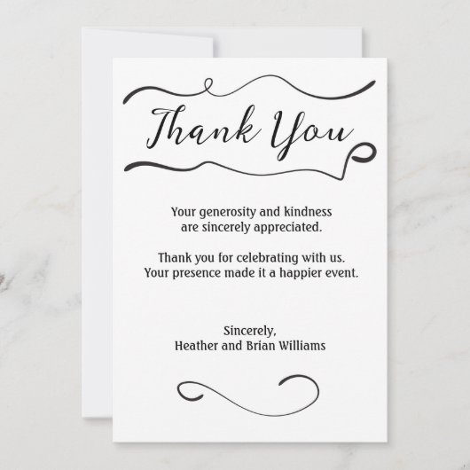 Dank u wel voor Swirl met Afbeelding Bedankkaart (Voorkant)