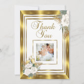 Dank u wel Weddenschap Golden White Rose Champagne Bedankkaart (Voorkant)