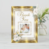 Dank u wel Weddenschap Golden White Rose Champagne Bedankkaart (Staand voorkant)