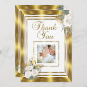 Dank u wel Weddenschap Golden White Rose Champagne Bedankkaart (Voorkant / Achterkant)