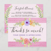 Dank u wel Whimsical Floral Rozen Rustic Pink Wood Briefkaart (Voorkant / Achterkant)