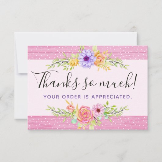 Dank u wel Whimsical Floral Rozen Rustic Wood Kaar Kaart (Voorkant)