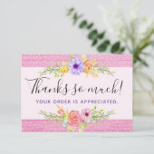 Dank u wel Whimsical Floral Rozen Rustic Wood Kaar Kaart (Staand voorkant)