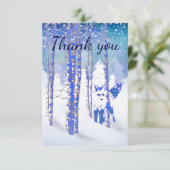 Dank u wel Winter Frost Snow Forest Fox Animal Bedankkaart (Staand voorkant)