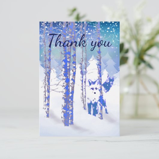 Dank u wel Winter Frost Snow Forest Fox Animal Bedankkaart (Staand voorkant)