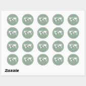 Dank u Wereldkaart Boho Sage Green Ronde Sticker (Vel)