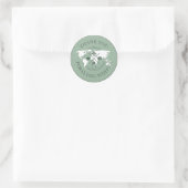 Dank u Wereldkaart Boho Sage Green Ronde Sticker (Tas)