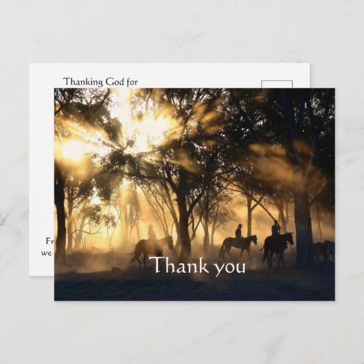 Dank u Westerne Cowboys Schrift Briefkaart (Voorkant / Achterkant)
