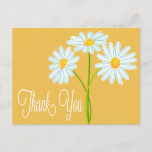 Dank u White Daisy Flower Sinaasappel Post Kaart