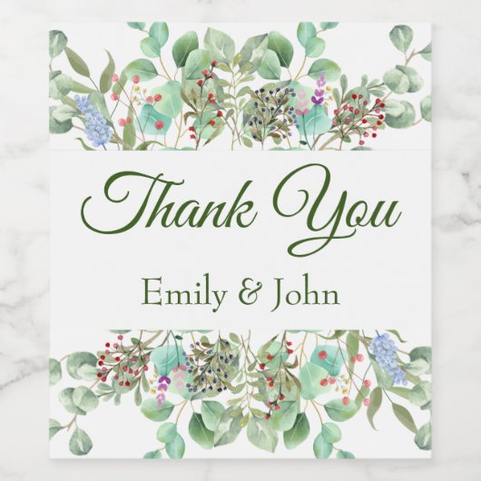 Dank u wijnfles gunsten wijn etiket (Enkel label)