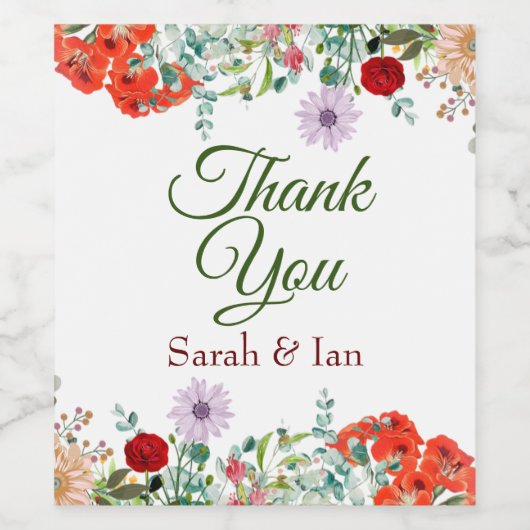 Dank u wijnfles gunsten wijn etiket (Enkel label)