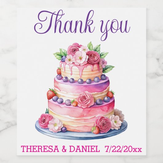 Dank u wijnlabel gunsten wijn etiket (Enkel label)