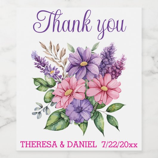 Dank u wijnlabel gunsten wijn etiket (Enkel label)