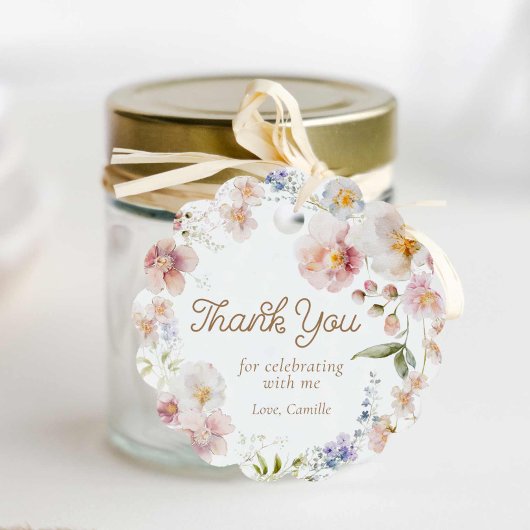 Dank u Wildflower Verjaardagsronde Bedankjes Labels