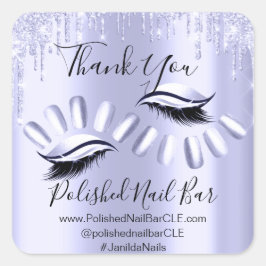 Dank u winkelen Diamond druppels Nail Paarse Vierkante Sticker