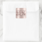 Dank u winkelend Roos druppelt 20% uit Modern Vierkante Sticker (Tas)