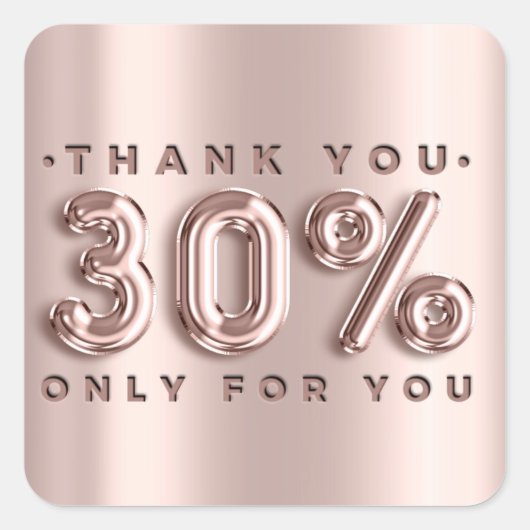 Dank u winkelend Roos druppelt 30% uit Modern Vierkante Sticker (Voorkant)