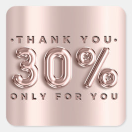Dank u winkelend Roos druppelt 30% uit Modern Vierkante Sticker