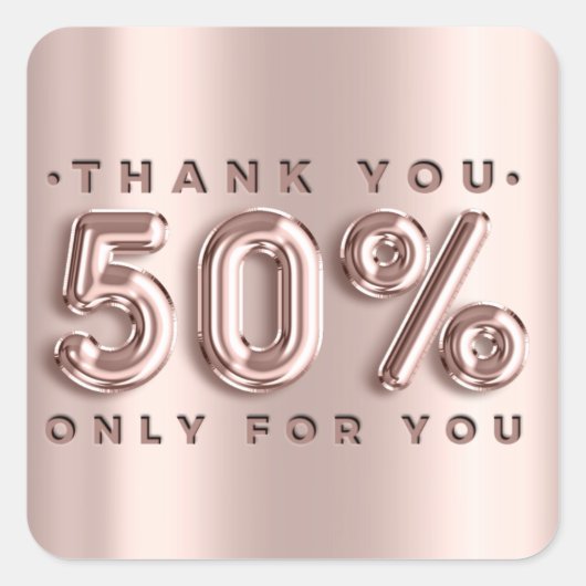 Dank u winkelend Roos druppelt 50% uit Modern Vierkante Sticker (Voorkant)