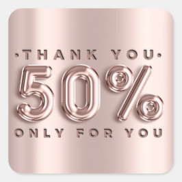 Dank u winkelend Roos druppelt 50% uit Modern Vierkante Sticker