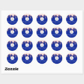 Dank u winkelnaam Logo Roos Navy Ronde Sticker (Vel)