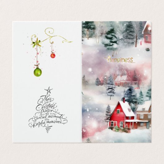 DANK U Winter Geluk Vakantie Wensen Visitekaartje (Buitenkant ongevouwen)