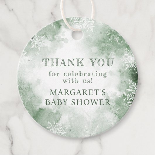 Dank u winter wonderland baby shower bedankjes labels (Voorkant)