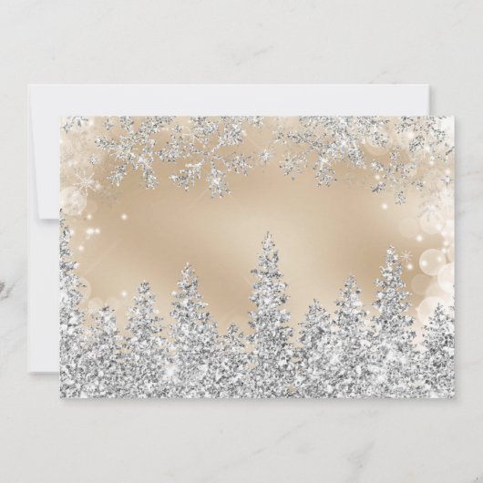 Dank u Winter zilveren sneeuw pijnboom gouden baby Bedankkaart (Achterkant)