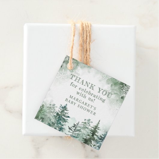 Dank u winterbos baby shower bedankjes labels (In situ)