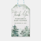 Dank u winterbos baby shower cadeaulabel (Voorkant)