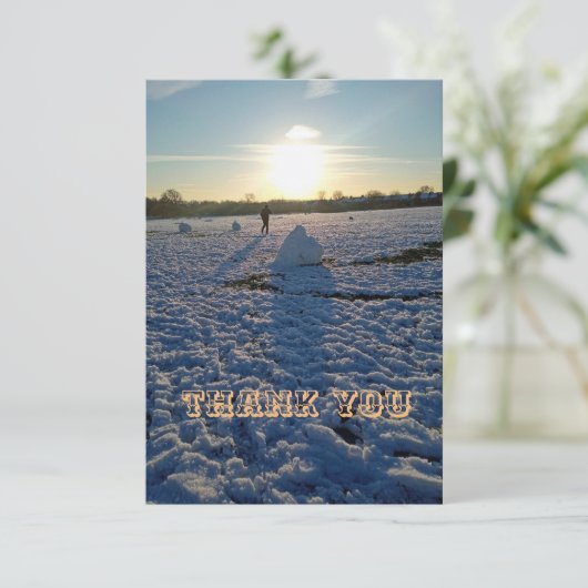 Dank u winterscène kaart (Staand voorkant)