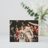 Dank u witte kalligrafie moderne elegante chic briefkaart (Staand voorkant)