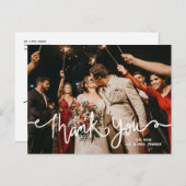 Dank u witte kalligrafie moderne elegante chic briefkaart (Voorkant / Achterkant)