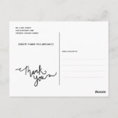 Dank u witte kalligrafie moderne elegante chic briefkaart (Achterkant)