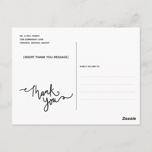 Dank u witte kalligrafie moderne elegante chic briefkaart