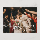 Dank u witte kalligrafie moderne elegante chic briefkaart (Voorkant)