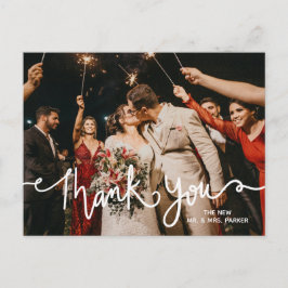 Dank u witte kalligrafie moderne elegante chic briefkaart