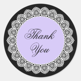 Dank u Witte  Kant V53 PAARSE ZWART Vierkante Sticker