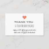 Dank u witte korting hart visitekaartje (Voorkant)