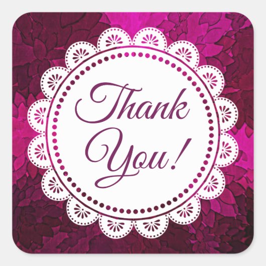 Dank u Witte Lace en Stickers Magenta (Voorkant)