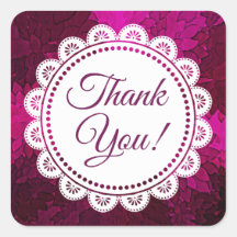 Dank u Witte Lace en Stickers Magenta
