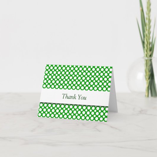 Dank u witte polka stippen op groene Kaart (Voorkant)