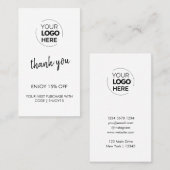 Dank u Witte Stijlvolle Moderne Logo Business Kortingskaartje (Voorkant / Achterkant)