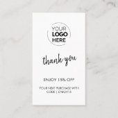 Dank u Witte Stijlvolle Moderne Logo Business Kortingskaartje (Voorkant)