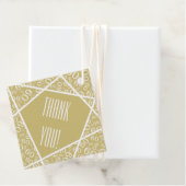 Dank u Wonky Lines 60 Nummer Patroon Goud/Wit Bedankjes Labels (In situ)