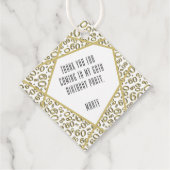 Dank u Wonky Lines 60 Nummer Patroon Goud/Wit Bedankjes Labels (Achterkant)