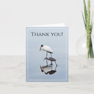 Dank u Wood Stork & Blue Heron Reflectie Foto Kaart